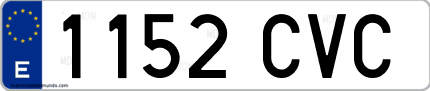 Ejemplo de matrícula de coche ordinaria 1152 CVC