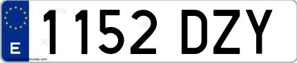 Ejemplo de matrícula española 1152 DZY