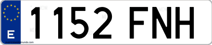 Ejemplo de matrícula de coche ordinaria 1152 FNH