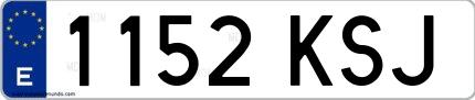 Ejemplo de matrícula española 1152 KSJ