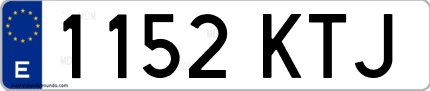 Ejemplo de matrícula de coche ordinaria 1152 KTJ