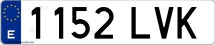 Ejemplo de matrícula española 1152 LVK