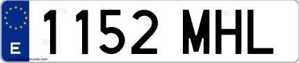 Ejemplo de matrícula española 1152 MHL