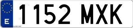 Ejemplo de matrícula española 1152 MXK