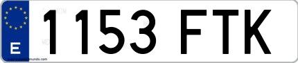 Ejemplo de matrícula española 1153 FTK