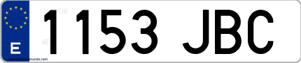 Ejemplo de matrícula de coche ordinaria 1153 JBC