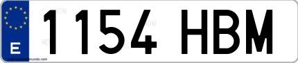 Ejemplo de matrícula española 1154 HBM