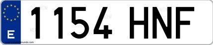 Ejemplo de matrícula española 1154 HNF