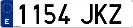 Ejemplo de matrícula de coche ordinaria 1154 JKZ