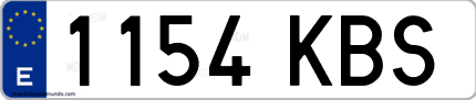 Ejemplo de matrícula de coche ordinaria 1154 KBS