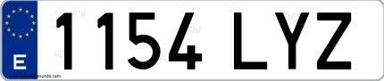 Ejemplo de matrícula española 1154 LYZ
