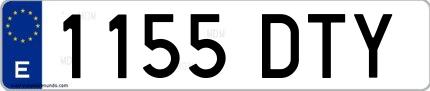 Ejemplo de matrícula española 1155 DTY