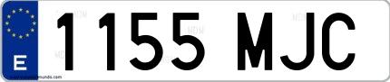 Ejemplo de matrícula española 1155 MJC