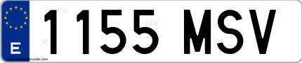 Ejemplo de matrícula de coche ordinaria 1155 MSV