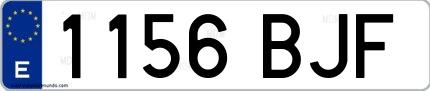 Ejemplo de matrícula española 1156 BJF