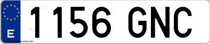 Ejemplo de matrícula española 1156 GNC
