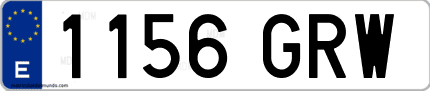 Ejemplo de matrícula de coche ordinaria 1156 GRW