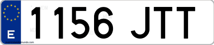 Ejemplo de matrícula de coche ordinaria 1156 JTT