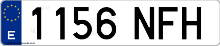 Ejemplo de matrícula de coche ordinaria 1156 NFH