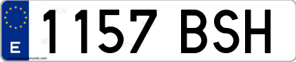 Ejemplo de matrícula de coche ordinaria 1157 BSH