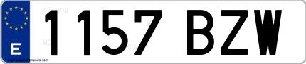 Ejemplo de matrícula española 1157 BZW