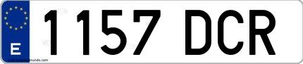 Ejemplo de matrícula española 1157 DCR