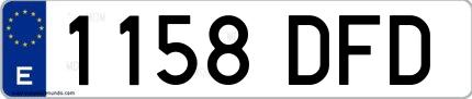 Ejemplo de matrícula española 1158 DFD