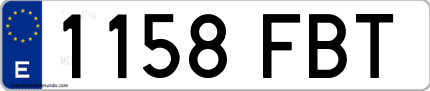 Ejemplo de matrícula de coche ordinaria 1158 FBT