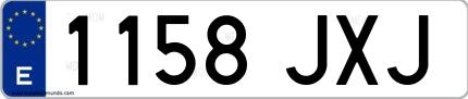 Ejemplo de matrícula española 1158 JXJ
