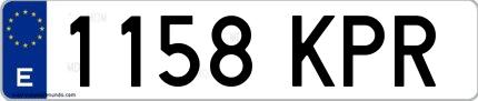 Ejemplo de matrícula española 1158 KPR