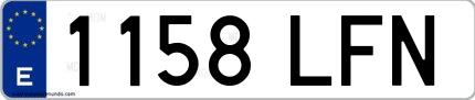 Ejemplo de matrícula española 1158 LFN