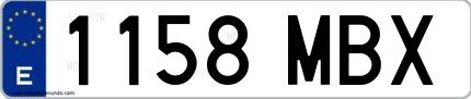 Ejemplo de matrícula española 1158 MBX