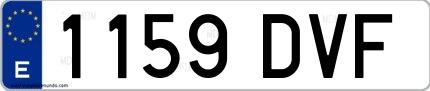 Ejemplo de matrícula española 1159 DVF