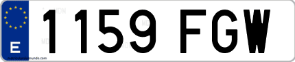 Ejemplo de matrícula de coche ordinaria 1159 FGW