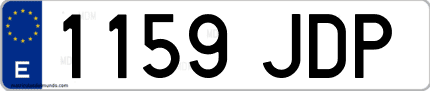 Ejemplo de matrícula de coche ordinaria 1159 JDP