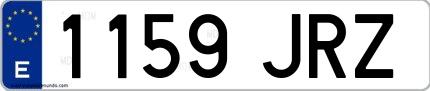 Ejemplo de matrícula española 1159 JRZ