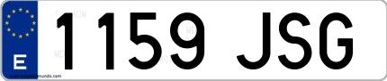 Ejemplo de matrícula española 1159 JSG