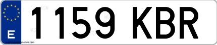 Ejemplo de matrícula española 1159 KBR