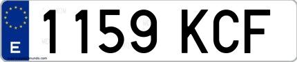 Ejemplo de matrícula española 1159 KCF