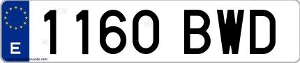 Ejemplo de matrícula española 1160 BWD