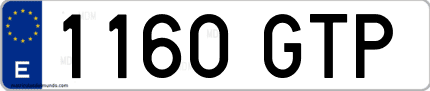 Ejemplo de matrícula de coche ordinaria 1160 GTP