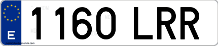 Ejemplo de matrícula de coche ordinaria 1160 LRR