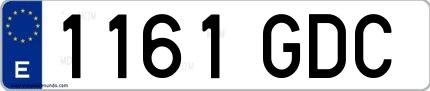 Ejemplo de matrícula española 1161 GDC