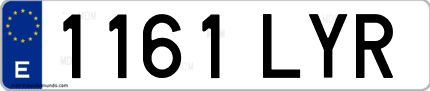 Ejemplo de matrícula de coche ordinaria 1161 LYR