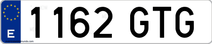 Ejemplo de matrícula de coche ordinaria 1162 GTG