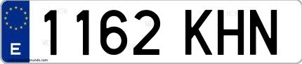 Ejemplo de matrícula española 1162 KHN
