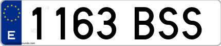 Ejemplo de matrícula de coche ordinaria 1163 BSS