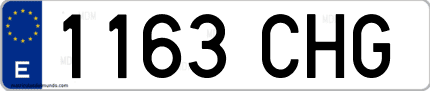 Ejemplo de matrícula de coche ordinaria 1163 CHG