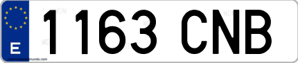 Ejemplo de matrícula de coche ordinaria 1163 CNB