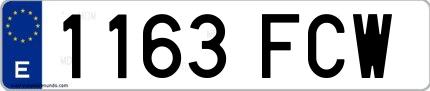 Ejemplo de matrícula de coche ordinaria 1163 FCW